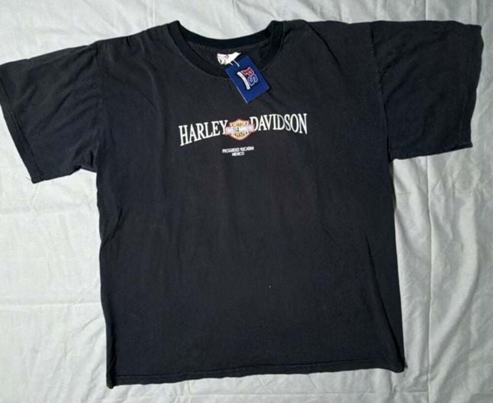 Vintage Harley-Davidson Progreso Mexico Eagle Graphic T-Shirt Black
